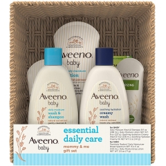 Aveeno 艾惟诺 Baby Essential 日常护理婴儿和妈妈礼品套装，包含多种护肤和沐浴产品，滋养宝宝，呵护妈妈，新妈妈和准妈妈的婴儿礼物，7 件