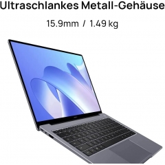 HUAWEI 华为 MateBook 14 2024,英特尔酷睿 i5-1135G7,16GB 内存,512GB 固态硬盘,14英寸 2K 全视图笔记本电脑,超薄金属外壳,Windows 11 家庭版,指纹传感器,QWERTZ 布局,太空灰