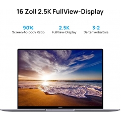 HUAWEI 华为 MateBook 16,AMD Ryzen 7 5800H,16GB RAM,512GB NVMe PCIe SSD,16英寸笔记本电脑,2.5K 全视图显示屏,超薄金属外壳,指纹传感器,自由*至Windows 11,低